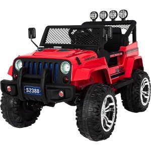 АВТОМОБИЛ НА АКУМУЛАТОР JEEP WRANGLER ЦРВЕН 12V 7AHx2 116*68*79.5cm